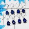 4 Pair Elegant Lapis Lazuli Cab Earring G - BVE996 Pan Lapis Lazuli Solid 925 Sterling Silver Plain Earring Lot